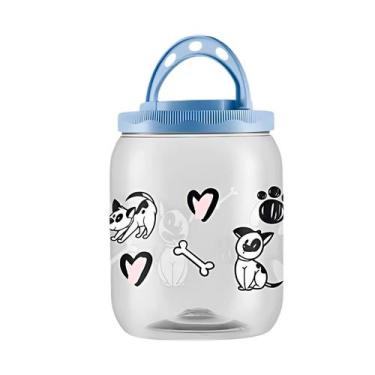 Imagem de Porta Ração Petiscos Saches Cachorro Gato 1,7l Com Alça - Bandeirante,