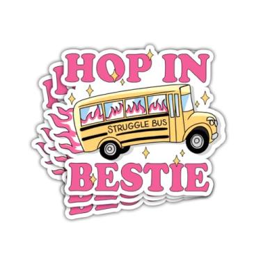 Imagem de Adesivo de vinil resistente à água com 3 peças Struggle Bus Drive Hop in Bestie, Struggle Bus, adesivo de vinil à prova d'água para garrafa de água, copo e capa de telefone para laptop 7,6 cm x 7,6 cm