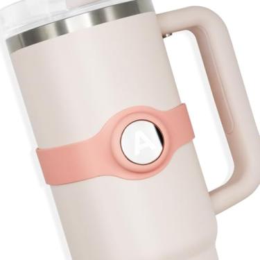 Imagem de Stanley Anel de nome personalizável manga de silicone com decoração circular de metal A-Z para Stanley 850.5 g Tumbler acessórios rosa