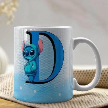 Imagem de Caneca De Porcelana Stitch Letras A-z 325ml Azul D