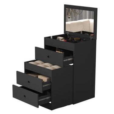 Imagem de Penteadeira MDF Compartimento Maquiagem Banqueta 3 Gavetas - Casa Roma