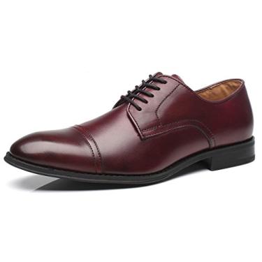 Imagem de La Milano sapato social masculino de couro Oxford com bico alto clássico atualizado, Splendo-1-burgundy, 9