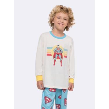 Imagem de Pijama Manga Longa Infantil Superman - Veggi, Marfim, 8, Meninos