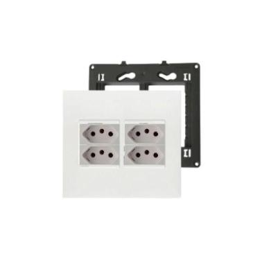 Imagem de Conjunto 4x4 Pial Plus+ Suporte+Placa+4 Mods Tomada 10A - Legrand