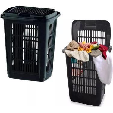 Imagem de Cesto de Roupa Lavanderia Organizador de Brinquedo 60 Litros Preto - U