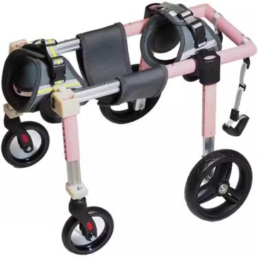 Imagem de Cadeira de rodas móvel para cães de alumínio com 4 rodas - Suporte ajustável para animais de estimação para Dachshunds deficientes - Dispositivo de caminhada assistida por, rosa, XS