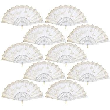 Imagem de QIRMIZI Pacote com 10 ventiladores dobráveis – ventiladores portáteis estilo espanhol, ventiladores de mão em massa para casamento, festa de chá, dança, igreja, apresentação, decorações de casa