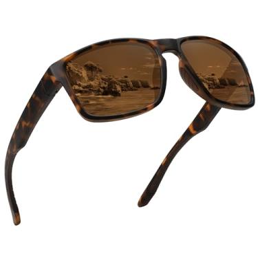 Imagem de Ofwin Óculos de sol esportivos polarizados para homens e mulheres com proteção UV inquebrável para dirigir, correr, pescar, trilhar, Armação de tartaruga fosco/lente marrom, standard