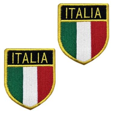 Imagem de 2 peças Italia Shield Flag Hook & Loop Patch Fixador Colorido Bordado Emblema Removível Militar Tático Aplicações Acessórios para Roupas, Mochilas, Chapéus, Jaqueta, Colete, Jeans, Sinal de Pano