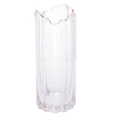 Imagem de Vaso de Vidro Transparente com Borda Dourada para Flores Arranjos Plan