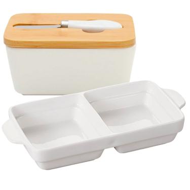 Imagem de Jogo Para Mesa Posta Café Da Manhã Com Manteigueira E Travessa De Porcelana