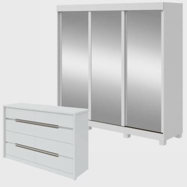 Imagem de Conjunto de Guarda-Roupa 3 Portas 3 Gavetas Saion Plus Super Glass com Pés e Cômoda Urban 8