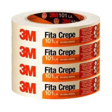 Imagem de Kit 4 fita crepe 18mm x 50 metros 3m 101la pintura marcação reforma ar