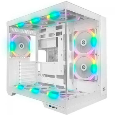 Imagem de Gabinete Gamer Redragon Wideload Pro Branco Vidro Temperado Sem Fan Mi