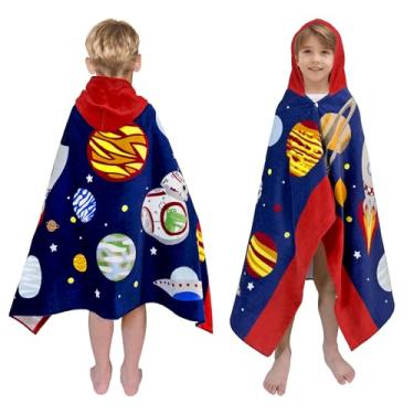 Imagem de growell Toalha de banho infantil com capuz - toalha de praia macia grossa 100% algodão com capuz para crianças de 3 a 10 anos, toalha de banho e banho infantil fofa absorvente de secagem rápida, para