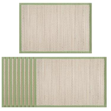 Imagem de Hausattire Jogo americano de bambu para mesa de jantar, conjunto de 10 tapetes retangulares laváveis, 33 x 48 cm, tapetes de sushi para mesa de cozinha, festas ao ar livre, eventos de churrasco
