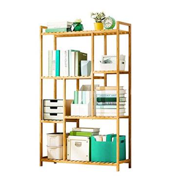 Imagem de Estante industrial de 4 níveis para estante rústica compatível com sala de estar, quarto, cozinha, estante grande (cor: cor da foto tamanho: tamanho único)