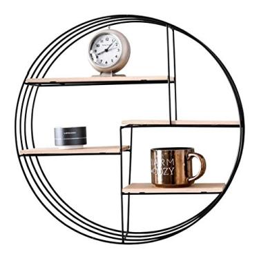 Imagem de FKJLUN Rack de vinho de bancada nórdico de ferro forjado redondo decorativo prateleira flutuante montada na parede moldura divisória retrô suporte de vinho para armazenamento de garrafa de vinho