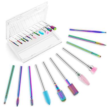 Imagem de Brocas de unha, conjunto de brocas de unhas de 3/81 cm para unhas de acrílico, 11 peças de carboneto de tungstênio diamante cutícula gel removedor de esmalte para unhas Efile, brocas profissionais