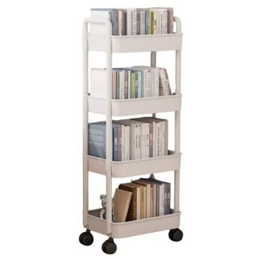 Imagem de Carrinho Organizador Multiuso Estante 4 Prateleiras Com Rodinhas