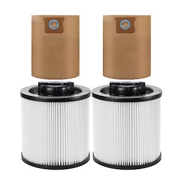 Imagem de Pacote com 2 filtros de filtro de cartucho DXVC6910 e 2 pacotes de sacos de vácuo DXVA19-4101 para aspirador de pó molhado/seco DEWALT 6-16 galões