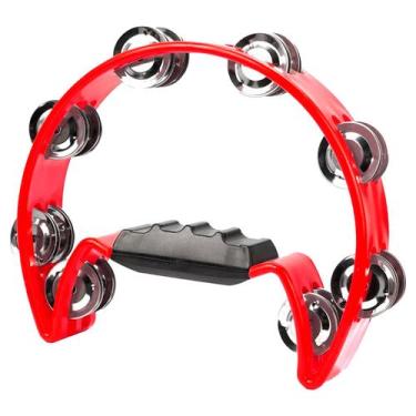 Imagem de Pandeiro Pandeirola Meia Lua 16 Jingles - Preto - MXT, VERMELHO