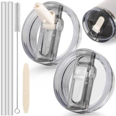 Imagem de ANTAND Tampa flip de canudo à prova de vazamento de 1,134 g para acessórios Stanley Cup, pacote com 2 tampas de substituição sem derramamento, tampa removível de 1,134 g para tampas Stanley Protour