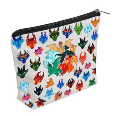 Imagem de WZJHCL Bolsa de maquiagem Wings Dragon Darkstalker bolsa de cosméticos Dragonets of Destiny Dragon Novel Bookish Bookish Bookworm bolsa de armazenamento, Dragão de fogo, Tendência