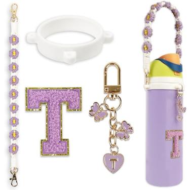 Imagem de Conjunto de pingentes de letras fofas compatível com garrafa de água Owala 680 g, 946 ml, 1,13 g, Owala Kids, copo de café Owala FreeSip – Inclui alça de alça, para acessórios Owala & Stanley Cup