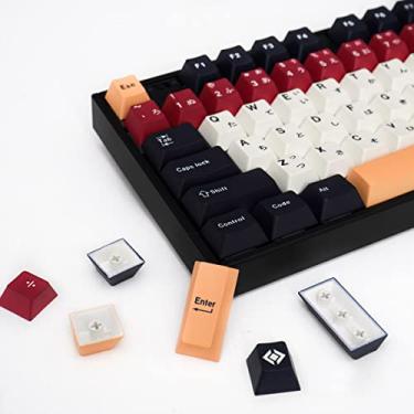 Imagem de mintcaps PBT Conjunto de teclas japonesas pretas e brancas com perfil cereja 129 teclas Dye-Sub teclas de teclado personalizadas para 60% 65% 70% 75% Cherry Gateron MX Switches Teclados mecânicos