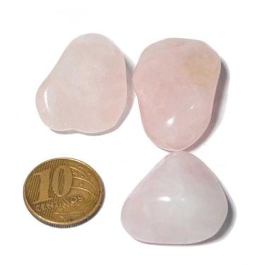 Imagem de 03 Quartzo Rosa Rolado Pedra Do Amor Tamanho Medio Natural - Cristaisd