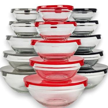 Imagem de Kit 5 Potes Tigelas de Vidro Redondo Com Tampa Wincy Casa, Cinza