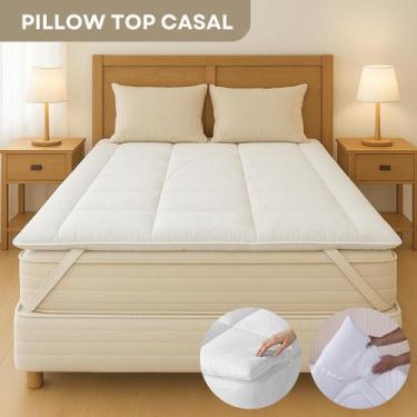 Imagem de Pillow Top Protetor Colchão Casal 400 Fios Antialérgico Ultra Macio Co