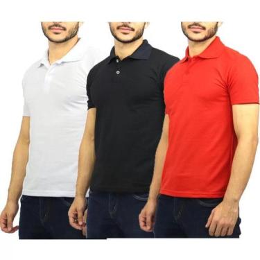 Imagem de Kit 3 Camisas Polo Camisetas Masculinas Lisa Básica Piquet - Abafaro -