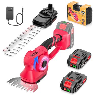Imagem de VARAI Aparador De Cerca Viva Sem Fio, Aparador De Cerca Viva Sem Fio 2 Em 1 Com Bateria De 2600 Mah * 2, Tesoura De Cerca Viva De Alta Potência E Grande Capacidade Para Jardins, Pátios E Gramados. C
