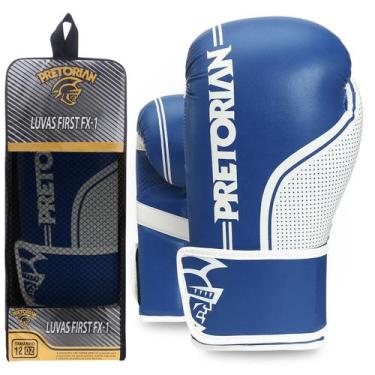 Imagem de Luva de Boxe e Muay Thai First FX1 Pretorian, Azul, Branco, 10 Oz