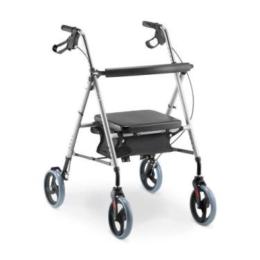 Imagem de Andador de Alumínio Dobrável 4 Rodas com Assento até 100 Kg D12 Dellam