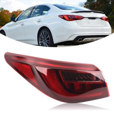 Imagem de YEQSHNG Luz traseira externa tipo LED sem montagem de ponto cego compatível com 2018-2021 Infiniti Q50 lâmpada traseira sem luz lateral esquerda lado do motorista 26555-6HH1B