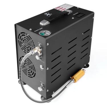 Imagem de TUXING Compressor de ar PCP, compressor de pistola de ar PCP de cilindro duplo portátil 4500PSI/30Mpa 800W, parada automática | Bomba de compressor de sistema de resfriamento de ventilador integrado