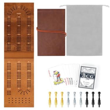 Imagem de Foldable Travel Cribbage Board Game - Pletpet Portable Cribbage Board Travel Set with Metal Pegs, Cards and Storage Bag Perfect for Camping, Gifts