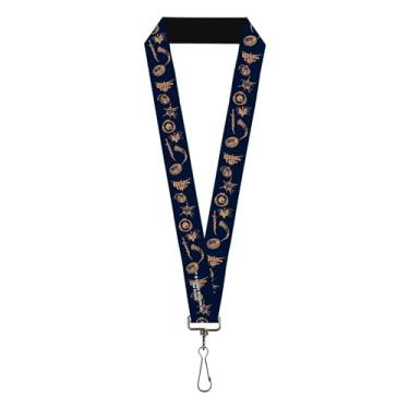 Imagem de Buckle-Down Baldur's Gate III Lanyard, Baldurs Gate III Title Logo and Icons Blue Tan, Elastic