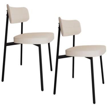 Imagem de Kit 02 Cadeiras Estofada Para Sala de Jantar Astrid Preto C01 Linho Pa