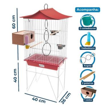 Imagem de Gaiola Mini Viveiro para Pássaros Calopsita Agapornis Ninho Externo Co