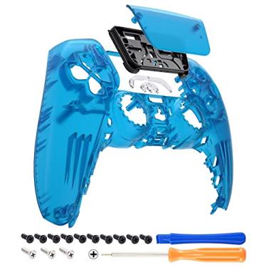 Imagem de eXtremeRate Capa frontal para touchpad transparente azul para controle PS5, capa de substituição DIY para controle PS5, placa frontal personalizada para controle Playstation 5