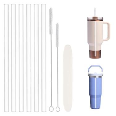 Imagem de Conjunto de canudo de substituição adequado para Stanley 14/20/30/40/1,8 g Quencher H2.0 e 20/30/40/64/2,721.6 g, pacote com 6 canudos reutilizáveis com 2 escovas de limpeza (Quencher H2.0 e filtro