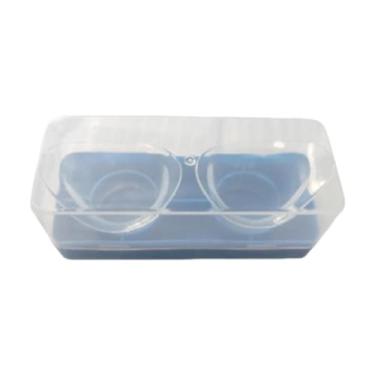 Imagem de Zialofi 2 peças de copos de silicone para lavagem dos olhos, copos de limpeza para enxágue dos olhos com recipiente de armazenamento, copo medidor macio à, Caixa Azul