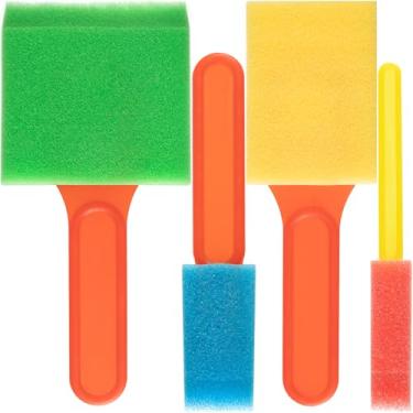 Imagem de HINZIC 4 pincéis de tinta de espuma, 4 tamanhos de ferramentas de pintura de esponja com alça, pincel de esponja para manchar vernizes faça você mesmo, artesanato de grande área - 4 cores