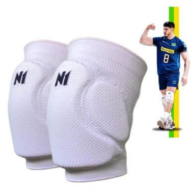 Imagem de Joelheira Vôlei Profissional N1 Sport Spry Branca Seleção Brasileira F