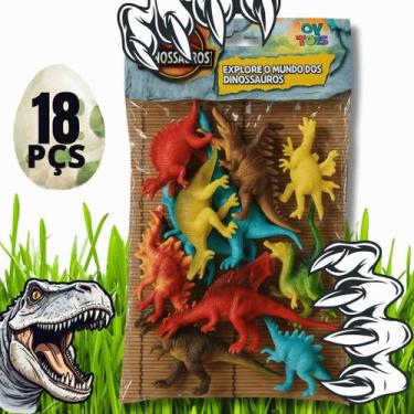 Imagem de Kit Com 18 Brinquedos Miniaturas Dinossauros Diferentes Para Crianças 