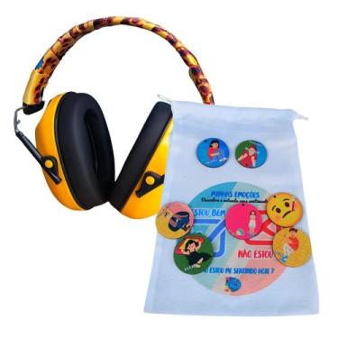 Imagem de Abafador e Protetor de Ruidos para crianças amarelo de 22 DB + Jogo Em